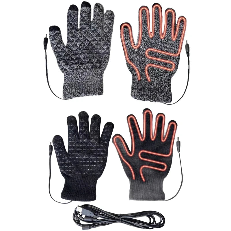 USB Heated Reversible Knit Gloves