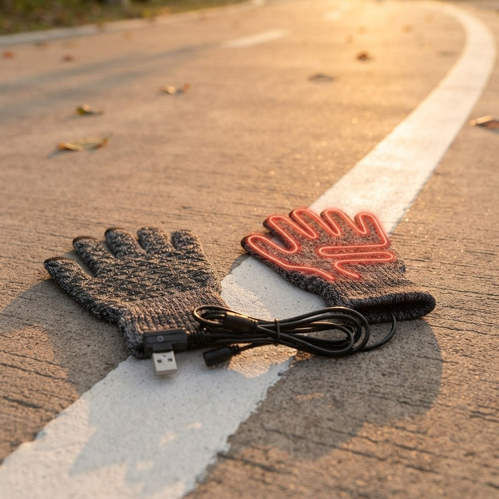 USB Heated Reversible Knit Gloves