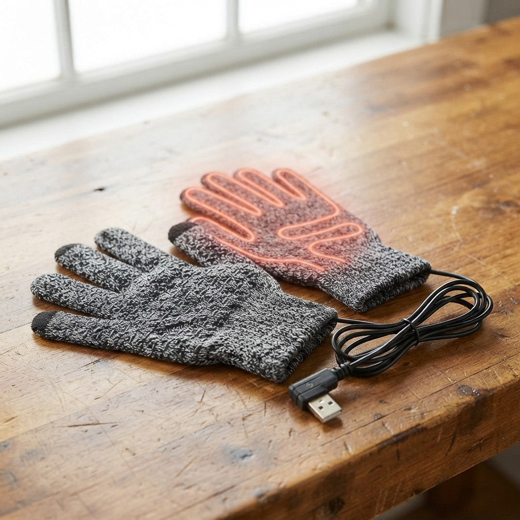 USB Heated Reversible Knit Gloves